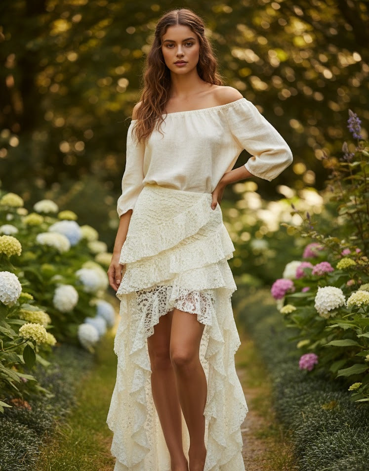 Tassel Ruffle Lace Skirt