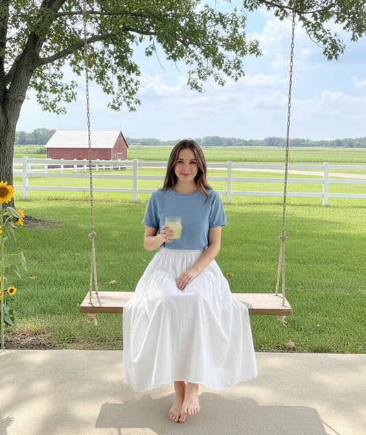 Embroidered Cotton A-Line Skirt