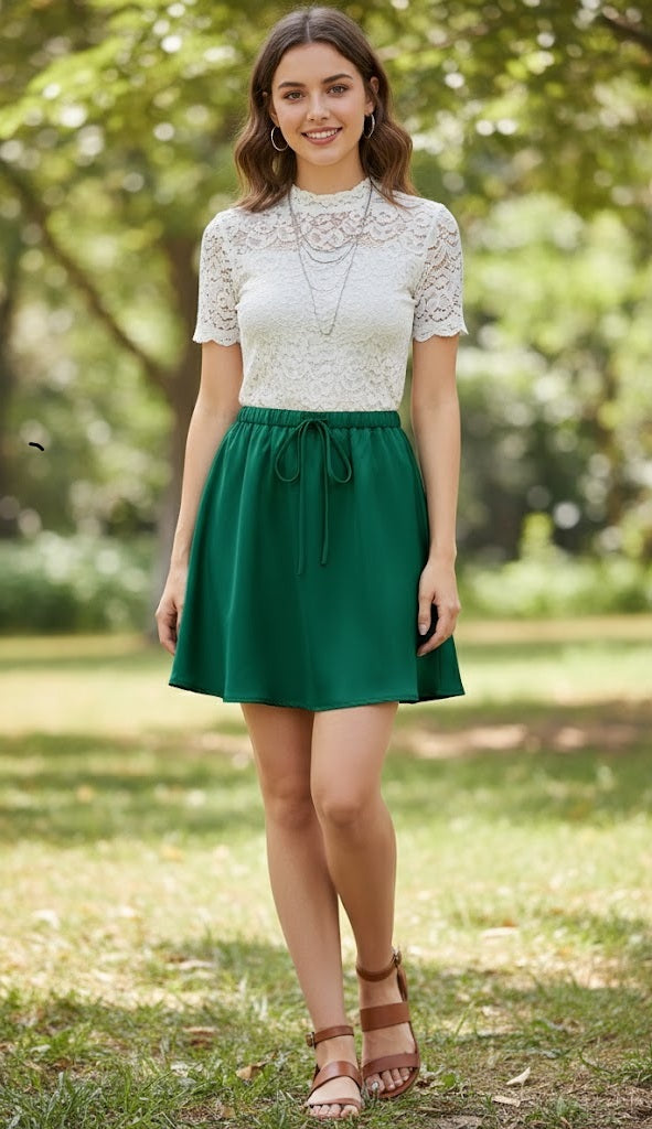 Drawstring Mini Skirt