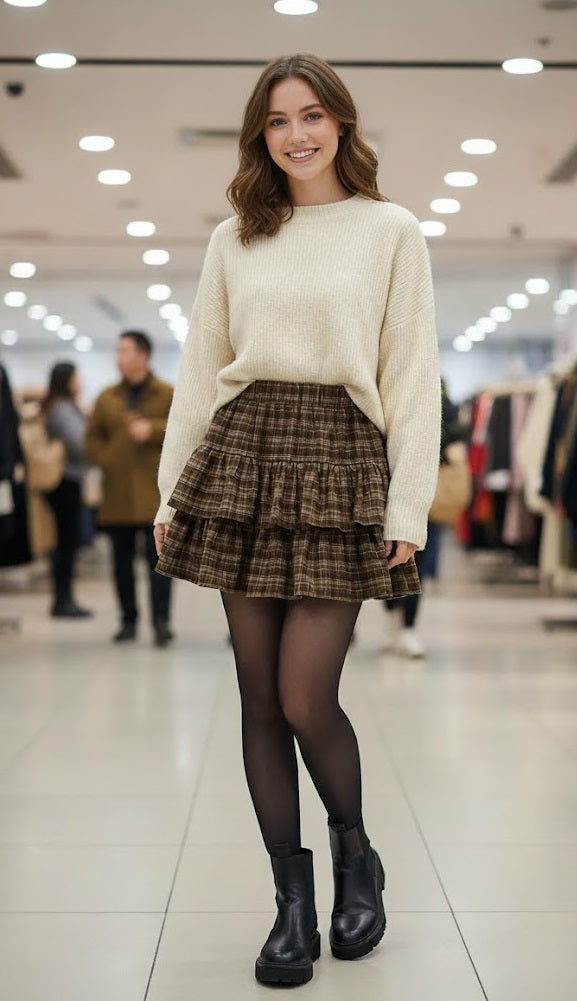 Plaid Ruffle Skirt