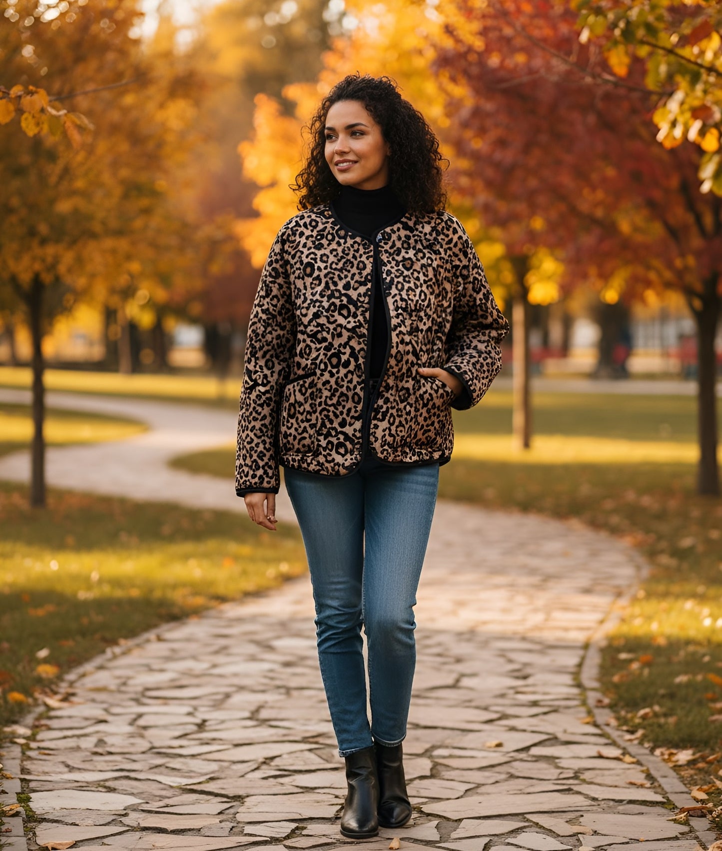 Snake Print Button Jacket
