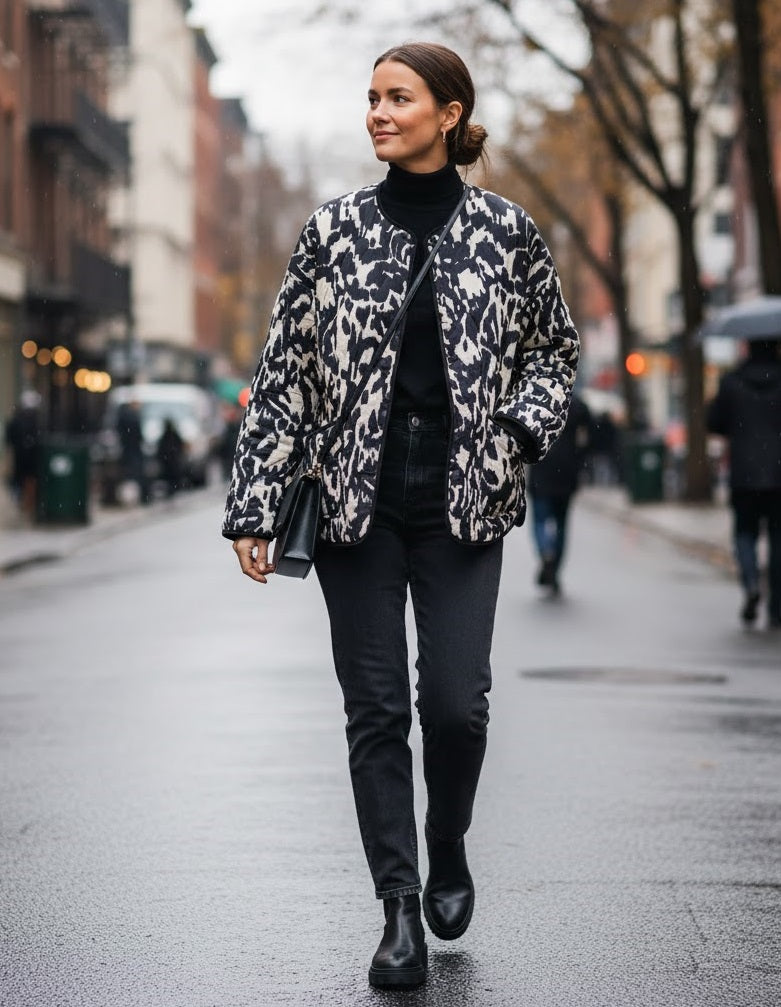 Snake Print Button Jacket