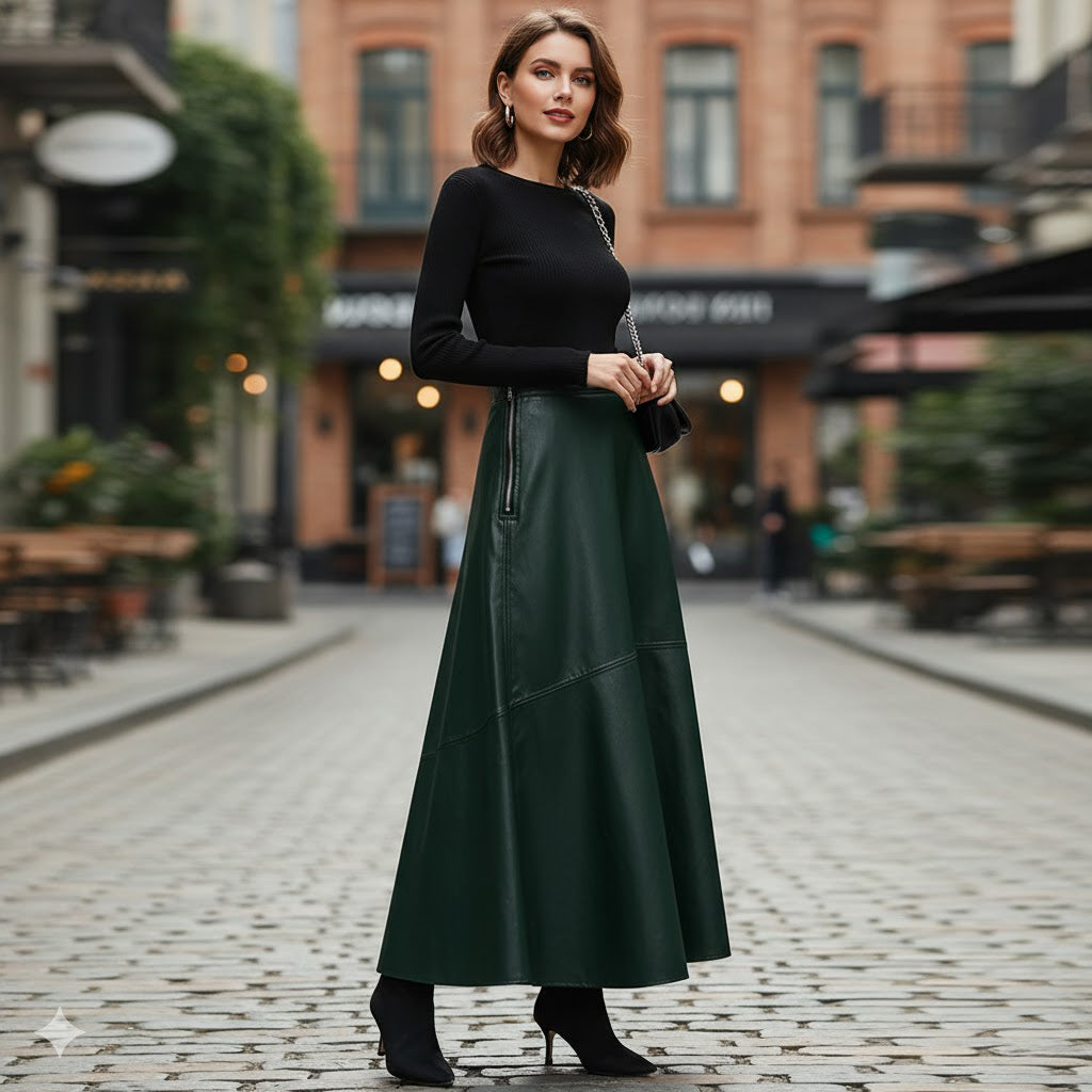 High-Waist Faux Leather Maxi Skirt